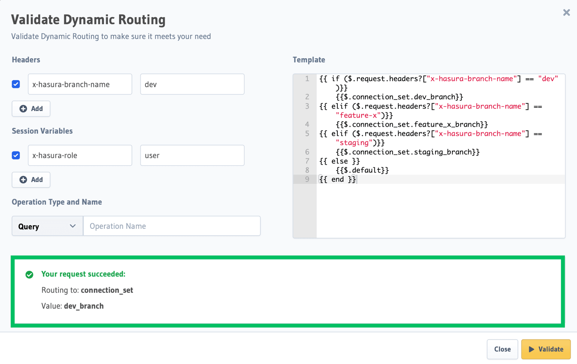 Validate Dynamic Routing to dev_branch
